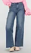 Blauwe High Waist Wide Leg Stretch Jeans met Wassing