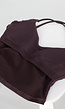 Aubergine Sport Crop Top met Kruisbandjes en Pads