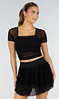 Zwarte Mesh Crop Top