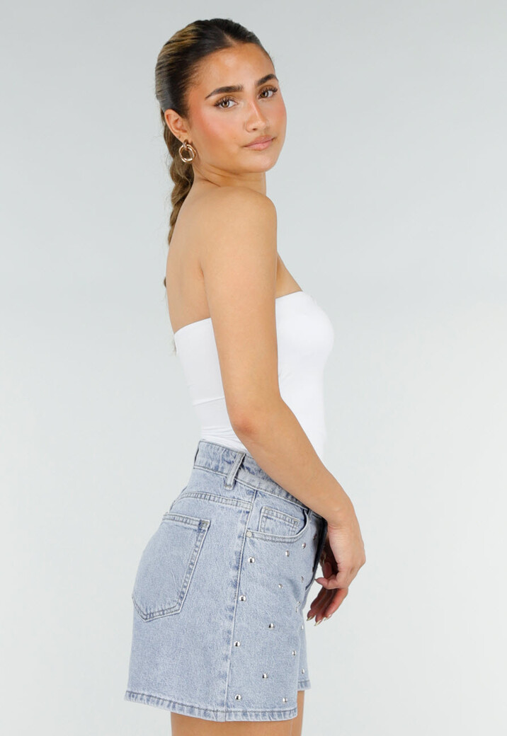 Witte Bandeau Top met Pads en Aansluitende Pasvorm