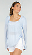 Lichtblauwe Zachte Longsleeve Top met Trekkoord en Wijde Mouwen