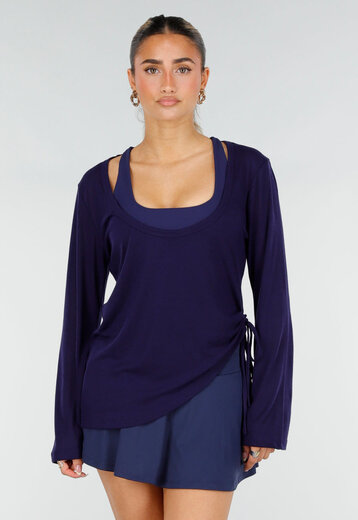 Donkerblauwe Longsleeve Top