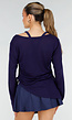 Donkerblauwe Zachte Longsleeve Top met Trekkoord en Wijde Mouwen