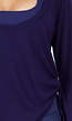 Donkerblauwe Zachte Longsleeve Top met Trekkoord en Wijde Mouwen