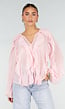 Lichtroze Chiffon Blouse met Ruffles Lange Mouwen en Knopen