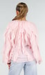 Lichtroze Chiffon Blouse met Ruffles Lange Mouwen en Knopen