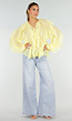 Gele Chiffon Blouse met Ruffles Lange Mouwen en Knopen
