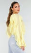 Gele Chiffon Blouse met Ruffles Lange Mouwen en Knopen