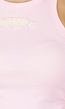 Roze Rib Tanktop met Racerback en Gele Tekst