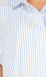 Lichtblauwe Gestreepte Oversized Blouse met Kraag en Korte Mouwen