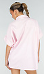 Roze Gestreepte Blouse met Korte Mouwen en Knoopsluiting