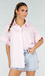 Roze Gestreepte Blouse met Korte Mouwen en Knoopsluiting