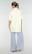 Lichtgele Gestreepte Oversized Blouse met Kraag en Korte Mouwen