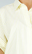 Lichtgele Gestreepte Oversized Blouse met Kraag en Korte Mouwen