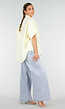 Lichtgele Gestreepte Oversized Blouse met Kraag en Korte Mouwen