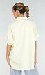 Lichtgele Gestreepte Oversized Blouse met Kraag en Korte Mouwen