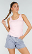Roze Rib Tank Top met Glitters en Aansluitende Pasvorm