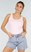 Roze Rib Tank Top met Glitters en Aansluitende Pasvorm