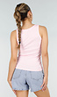 Roze Rib Tank Top met Glitters en Aansluitende Pasvorm