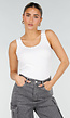 Witte Rib Tank Top met Glitters en Aansluitende Pasvorm