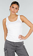Witte Rib Tank Top met Glitters en Aansluitende Pasvorm