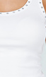 Witte Rib Tank Top met Glitters en Aansluitende Pasvorm