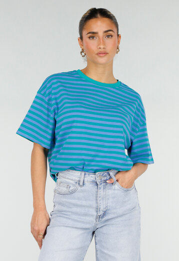 Blauw Groene Gestreepte T-shirt