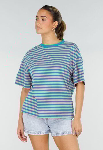 Roze Turquoise Gestreept T-shirt