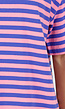Blauw Roze Gestreept T-shirt met Korte Mouwen en Ronde Hals