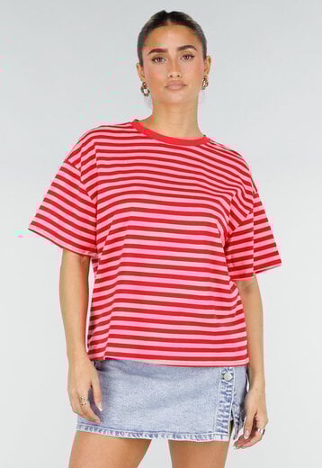 Rood Roze Gestreept T-shirt