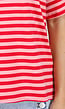 Rood Roze Gestreept T-shirt met Korte Mouwen en Ronde Hals