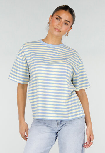 Geel Blauw Gestreept T-shirt