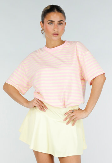 Roze Geel Gestreept Oversized T-shirt