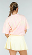 Roze en Geel Gestreept Oversized T-shirt met Korte Mouwen