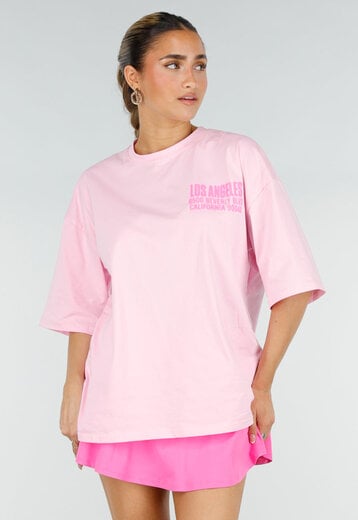 Roze Oversized T-shirt met Tekstprint