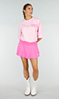Roze Oversized T-shirt met Tekstprint en Korte Mouwen