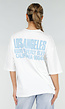 Wit T-shirt met Blauwe Backprint, Ronde Hals en Korte Mouwen