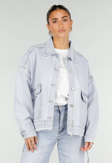 Lichtblauw Oversized Spijkerjasje