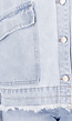 Lichtblauwe Denim Jas met Klepzakken, Drukknoopsluiting en Trekkoorden