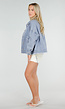 Blauwe Denim Jas met Klepzakken, Trekkoord en Knoopsluiting
