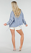 Blauwe Denim Jas met Klepzakken, Trekkoord en Knoopsluiting