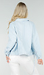 Lichtblauwe Denim Jas met Klepzakken, Trekkoord en Knoopsluiting