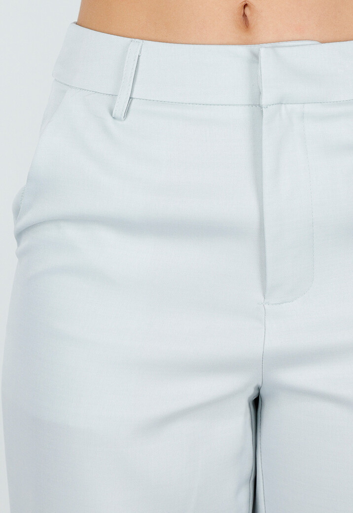 Lichtblauwe Wide Leg Pantalon met Steekzakken en Paspelzakken