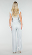 Lichtblauwe Wide Leg Pantalon met Steekzakken en Paspelzakken