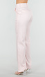 Lichtroze Wide Leg Pantalon met Steekzakken en Paspelzakken