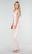 Lichtroze Wide Leg Pantalon met Steekzakken en Paspelzakken