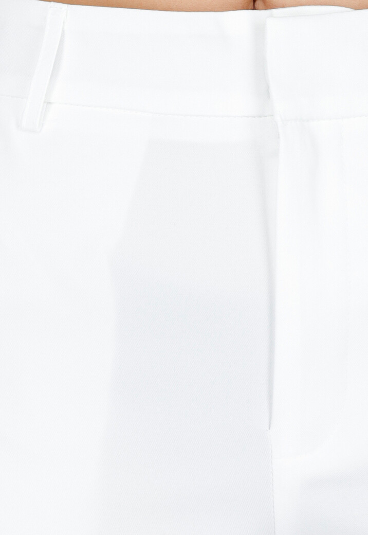Witte Wide Leg Pantalon met Steekzakken en Paspelzakken