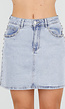 Lichtblauwe Denim Rok met Studs en Rechte Pasvorm en Steekzakken