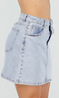 Lichtblauwe Denim Rok met Studs en Rechte Pasvorm en Steekzakken