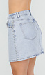 Lichtblauwe Denim Rok met Studs en Rechte Pasvorm en Steekzakken